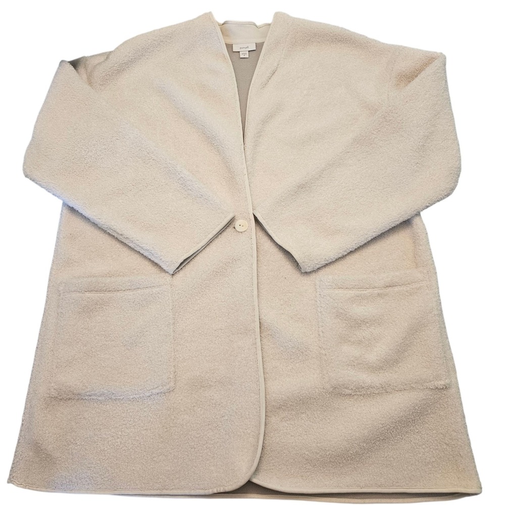 Pure Jill Women's‎ Cream Fleece Coatigan Cardigan Jacket Pockets  Medium